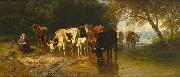 Christian Mali Magd mit Kuhen France oil painting artist
